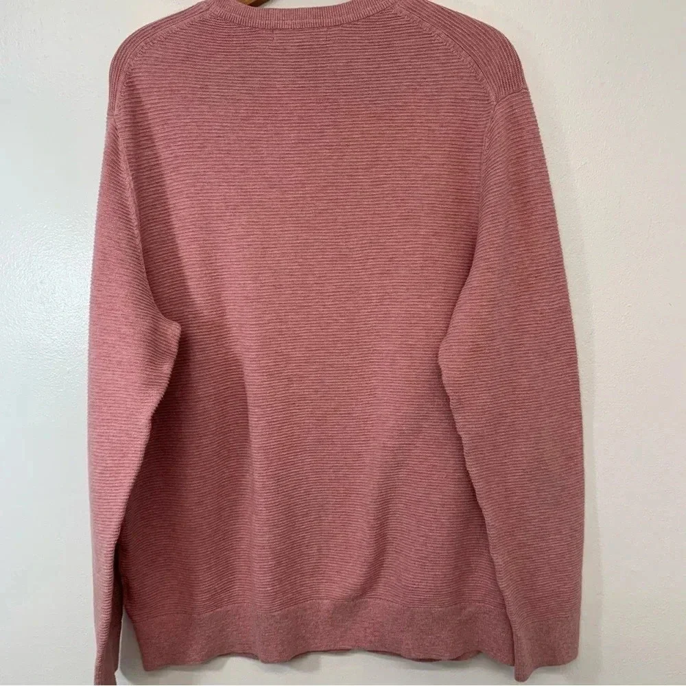 Banana Republic Organic Slub Cotton‎ Rib Knit Polo Shirt XL Long Sleeve  Pink